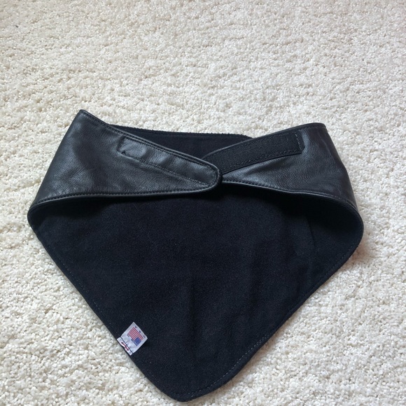 Black leather fleece lined bandana - Picture 2 of 6